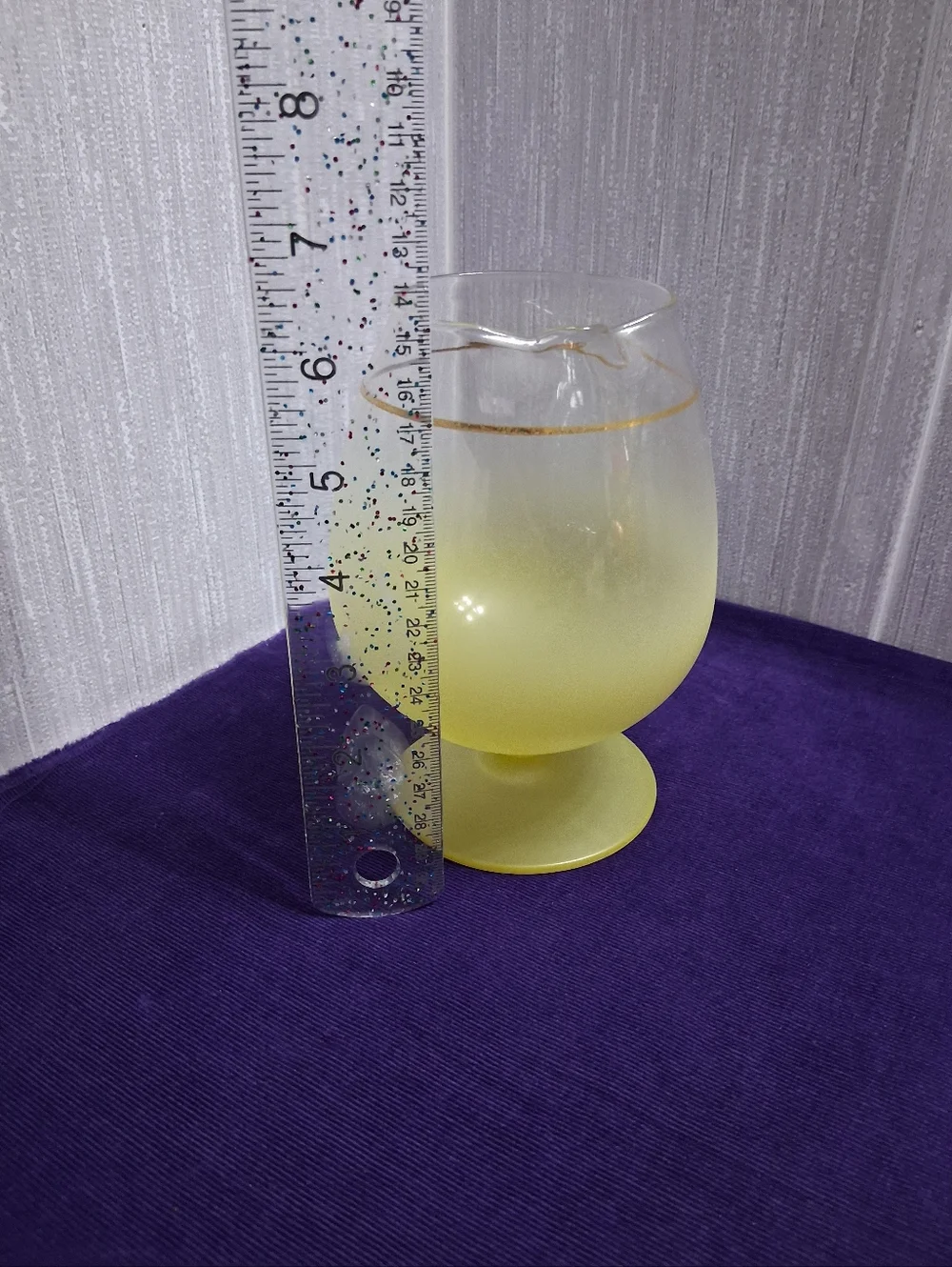 Vintage Blendo Cocktail Snifter Pitcher Yellow With Gold Band MCM